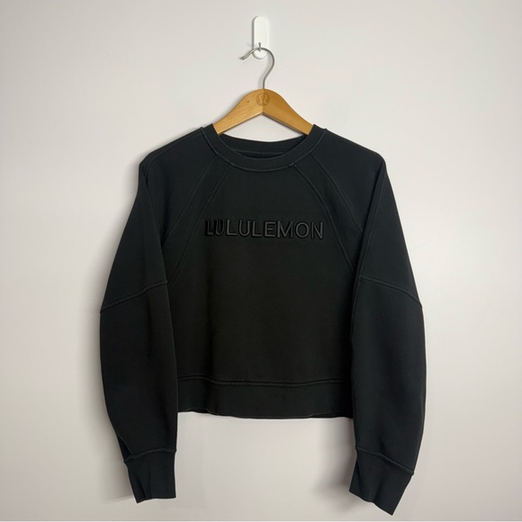 lululemon athletica Tops - Lululemon Scuba Oversized Pullover *Wordmark Black Size M/L 23.5” PTP